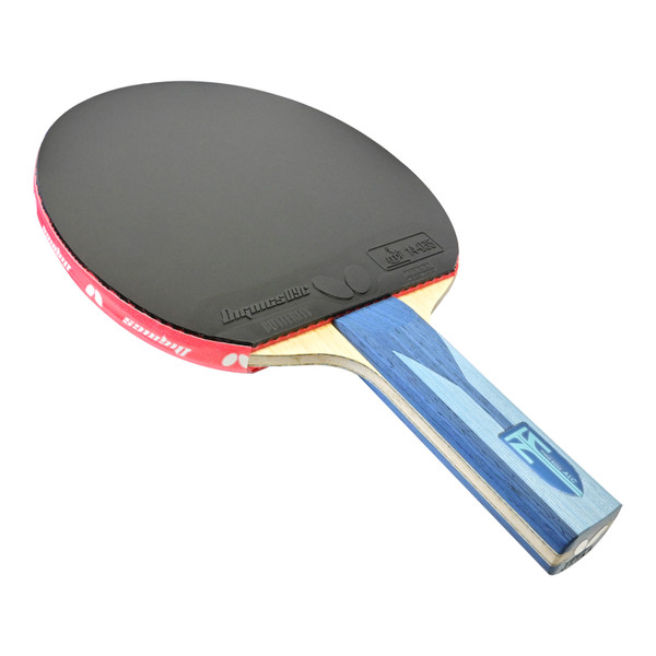 Butterfly Timo Boll ALC Pro-Line Racket + Dignics 09C + Dignics 09C: Close-up Diagonal View of Straight Handle